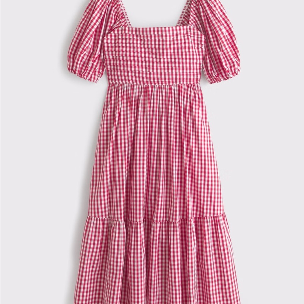 Abercrombie & Fitch Emerson Poplin Puff Sleeve Midi Dress